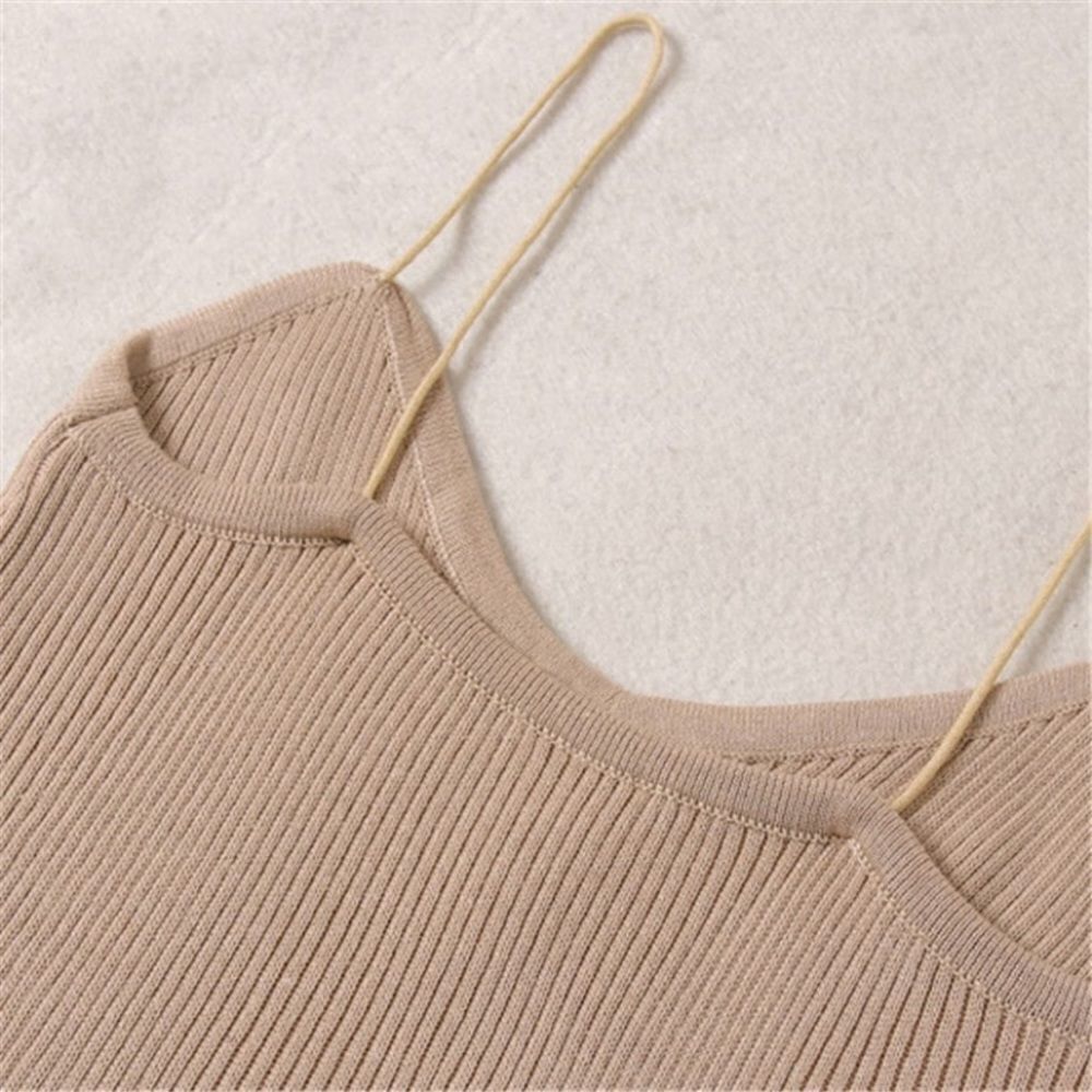 Spaghetti strap cami ribbed knit one size xs/small - Picture 2 of 8